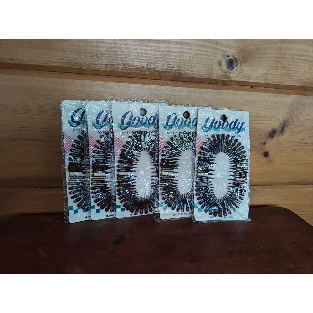 Lot of 5 Sealed Vintage 80s Goody Adjustable Nylon Flexible Hair Comb 1059 Brown